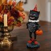 Holiday Fireplace Mantel Decor Wooden Halloween Resin Figurines, Pumpkin Scarecrow Wizard Owl Black Cat Atmospheric Festival Ornaments Statue, Rustic