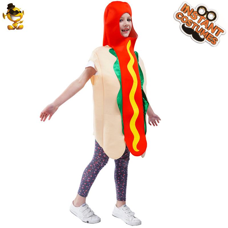 Kids Halloween Spoof Hot Dog Costume Funny Food Hot Dog Party Cosplay Costume Cosplay