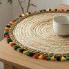 Corn Husk Placemat Heat Resistant Woven Table Mat Non-Slip and Colorful Tassels