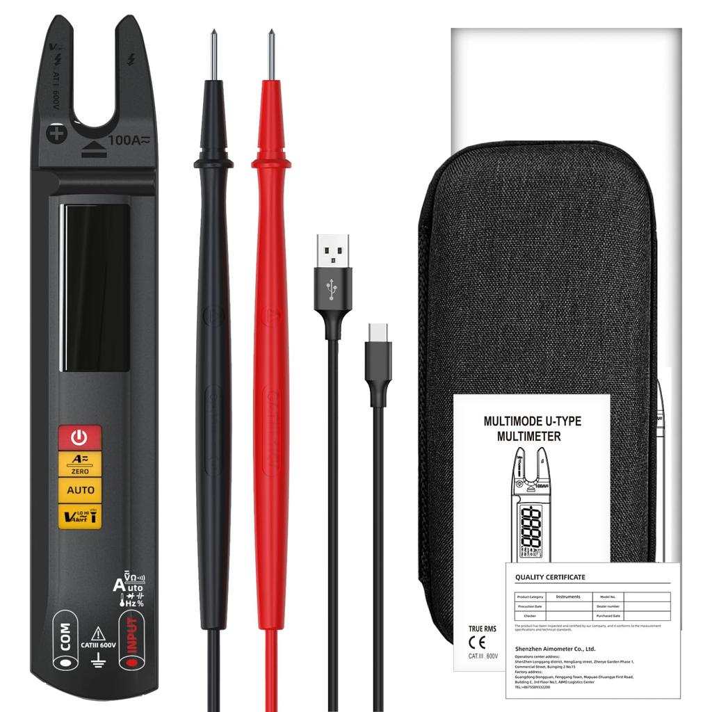 BSIDE Current Clamp Open Rechargeable Digital Meters Duty and Environmental Temperature DC/AC Tester, Jaw, Smart, Multimeter, Capacitance, Diode,