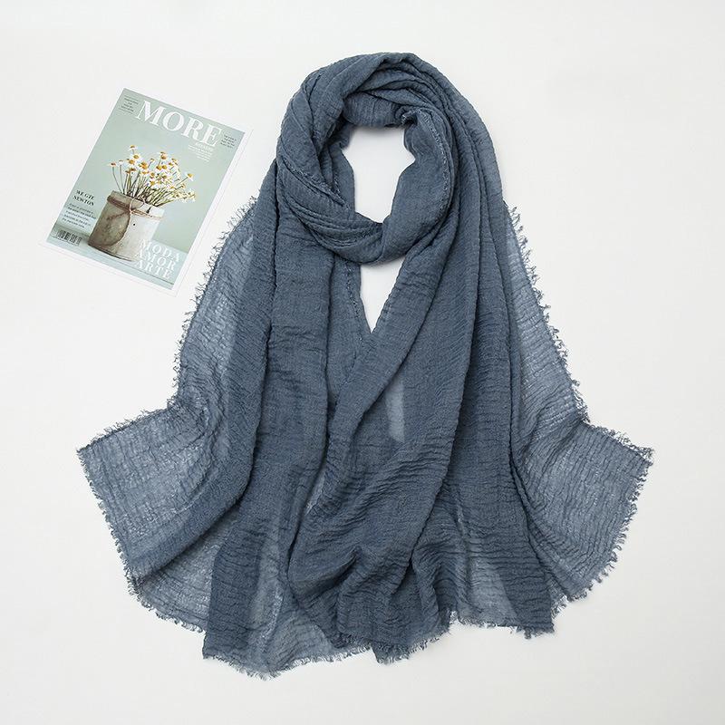 Hot-selling New Simple Solid Color Wrinkled Cotton and Linen Scarf, Soft and Skin-friendly In Winter, Warm Scarf Women