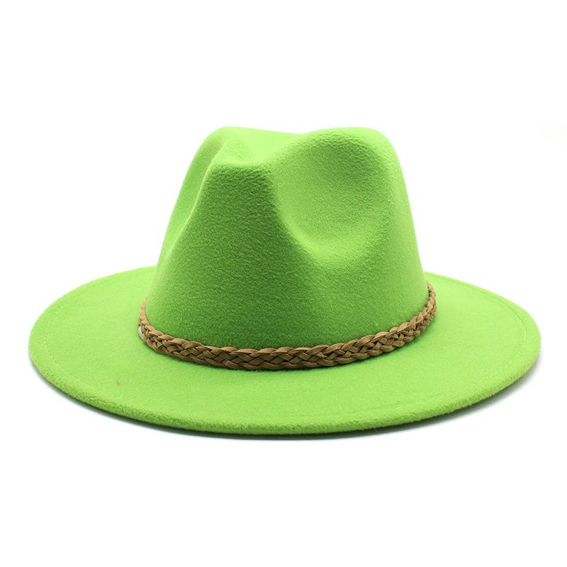 Woolen Jazz Hat Retro Classic Flat Hat Big Eaves Hat Top Hat Felt Hat