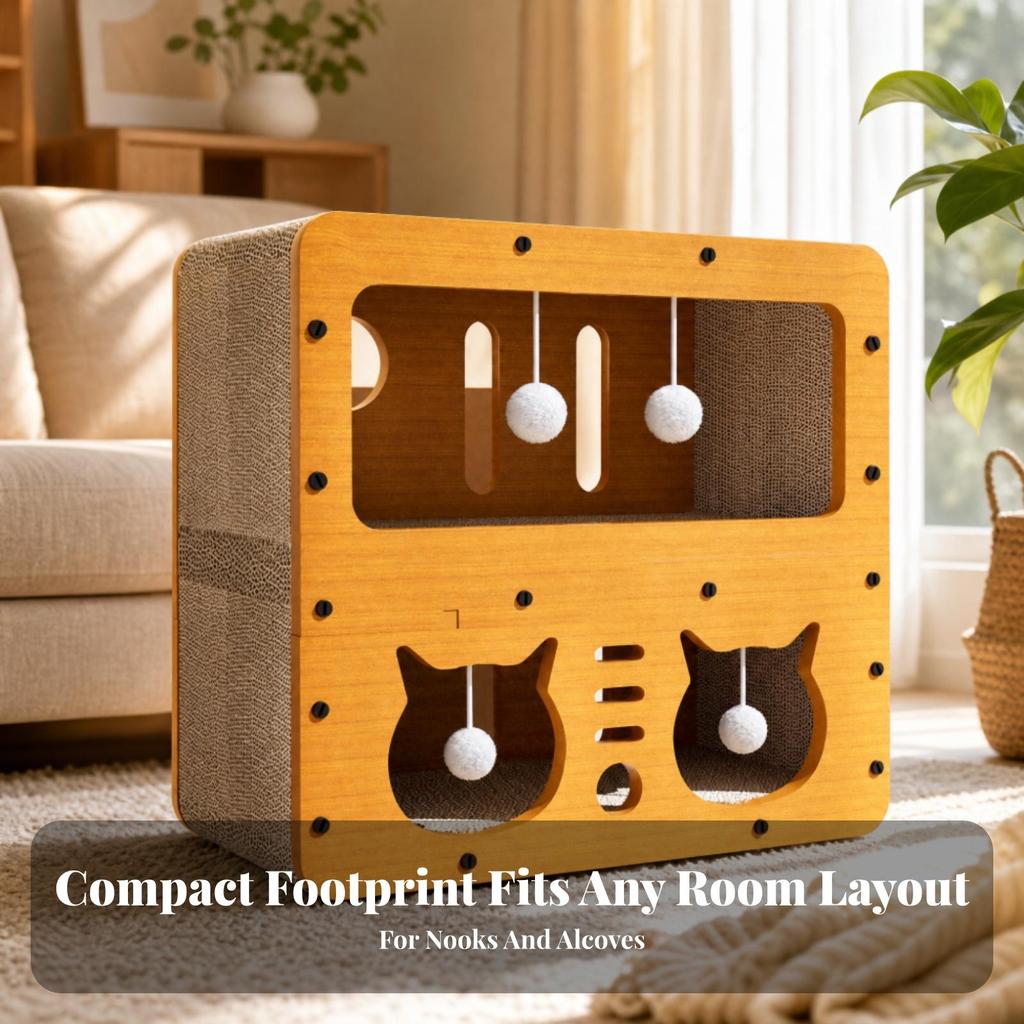 Cat House with Scratcher Two-sidedSided Cardboard Scratching Shelter Indoor