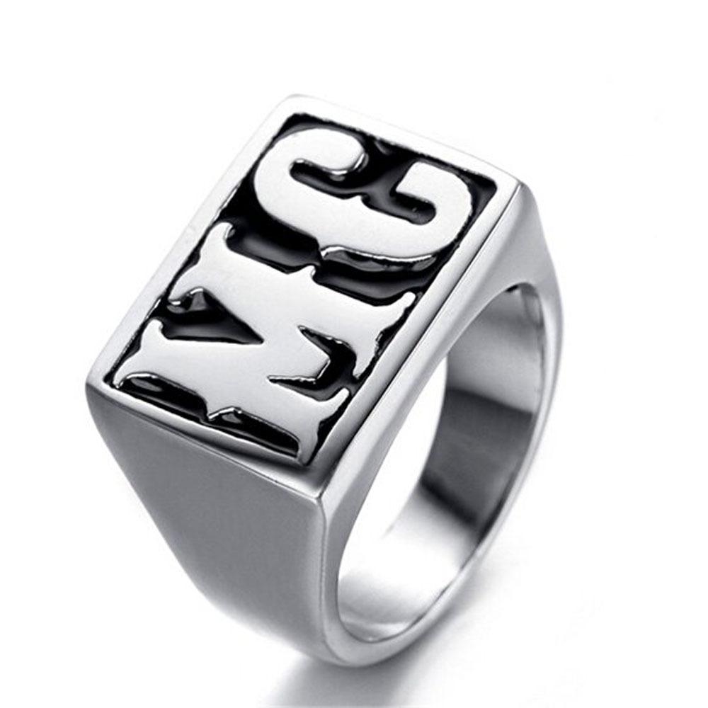 European and American Motorcycle Series Letter Mc Logo Men's Punk Style Ring