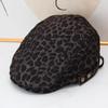 Classic American retro leopard print forward hat women's big head circumference autumn and winter peaked hat fashion warm face small beret