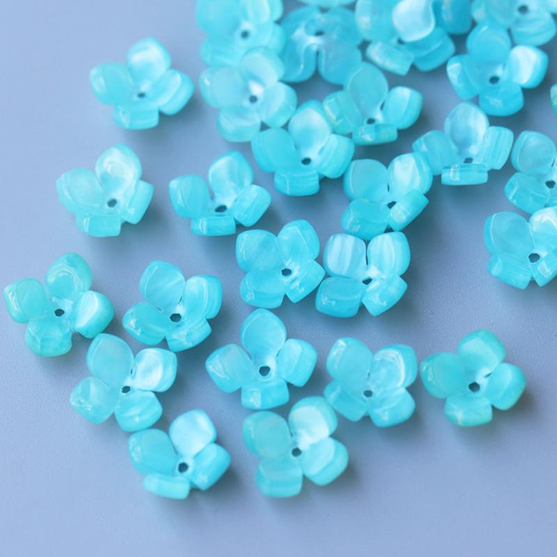10-20pcs 14mm Resin Flower Petal Beads Caps Charms for Jewelry Making Components Needlework Loose Spacer Beads Accessories DIY