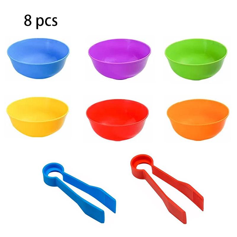 

Counting Bears Matching Games Color Sorting Bowls Tweezers Preschool Learning Education Gift Toys for Kids Girls Boys 6bowl with 2tweezer