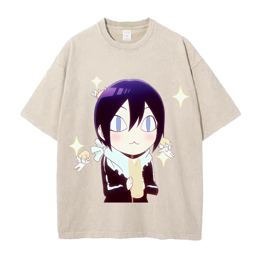 Hot Anime Noragami Yato Graphic Tee Men Women Short Sleeve Clothing Washed Cotton Tshirt Casual T-shirt Harajuku Vintage T Shirt