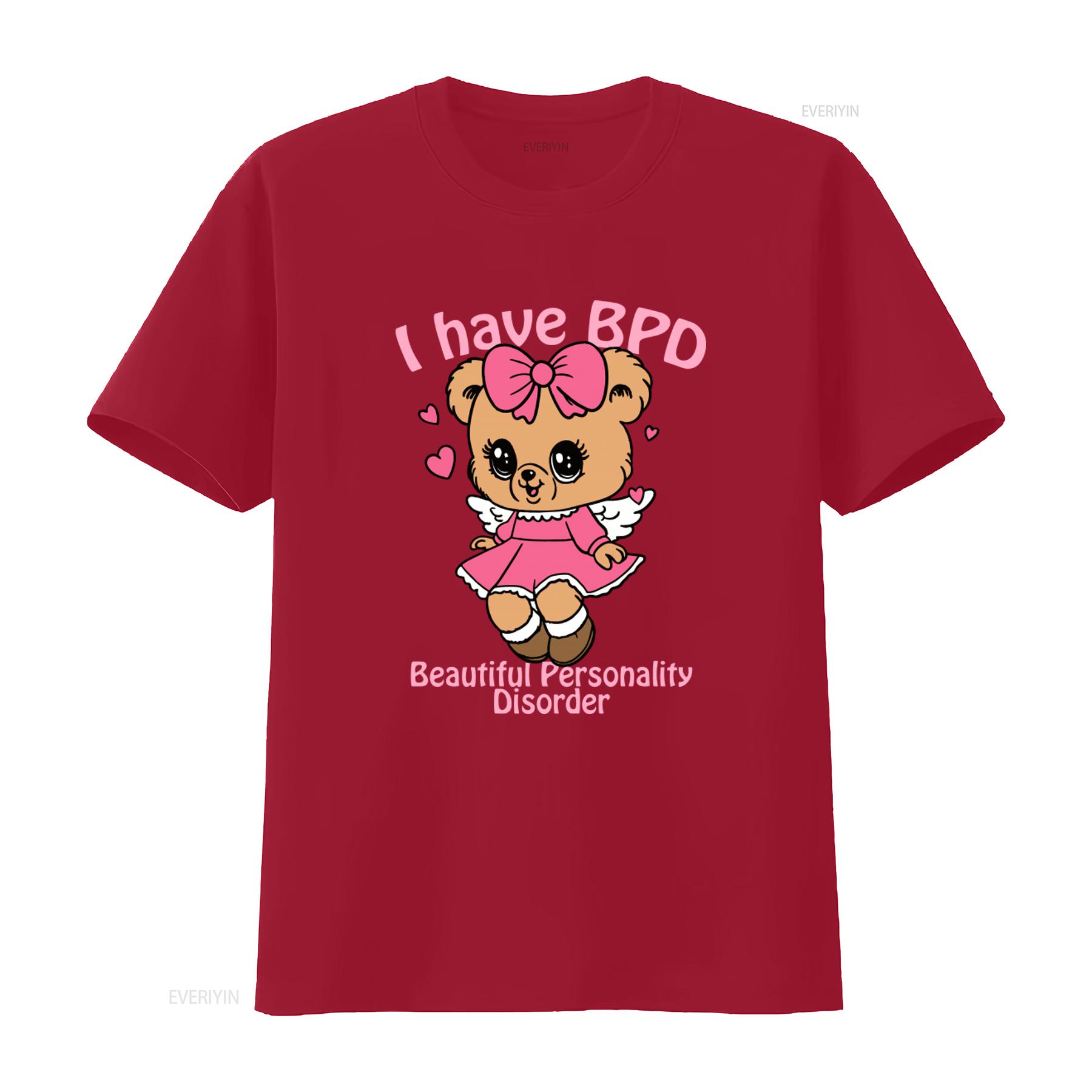 I Have BPD Beautiful Personality Disorder T Shirt with Angel Bear Design Available in Long or s vintage Washed Comfortable S