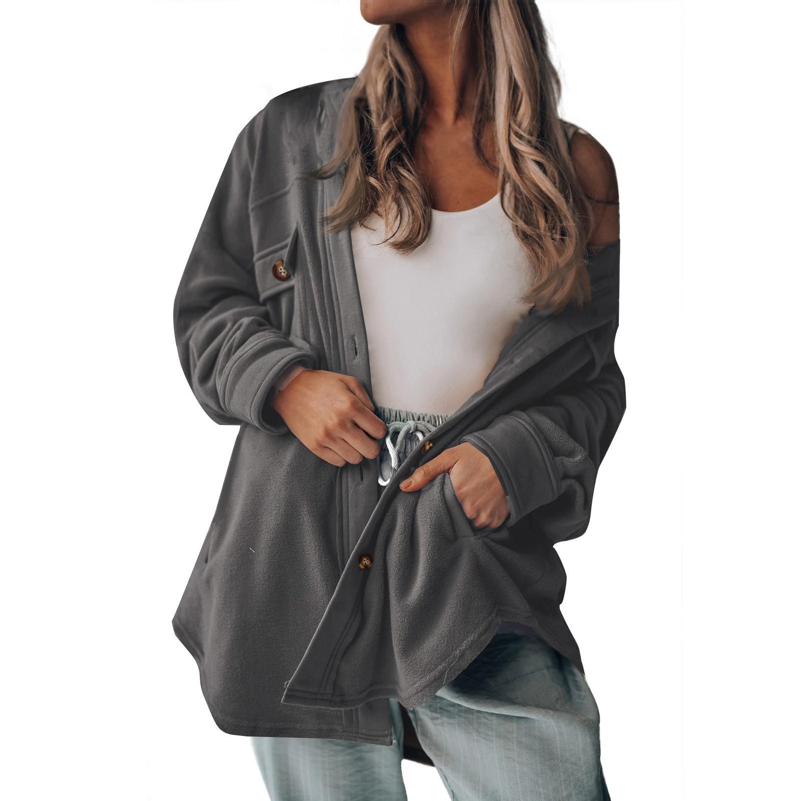 

Женская модная однобортная рубашка с длинными рукавами и лацканами L