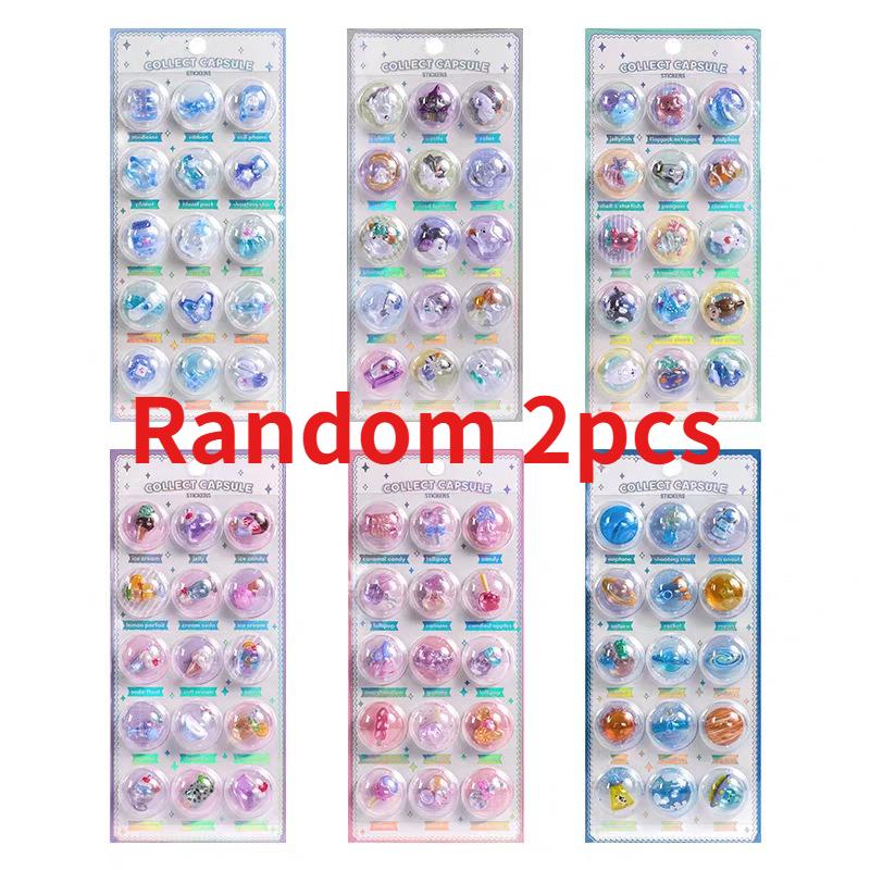 

Non-Toxic 3 Pcs/6 Pcs Random 3D Creative Space Food Cartoon Round Relief Stickers Scrapbooking Diy Journal Cute Stationery Sticker