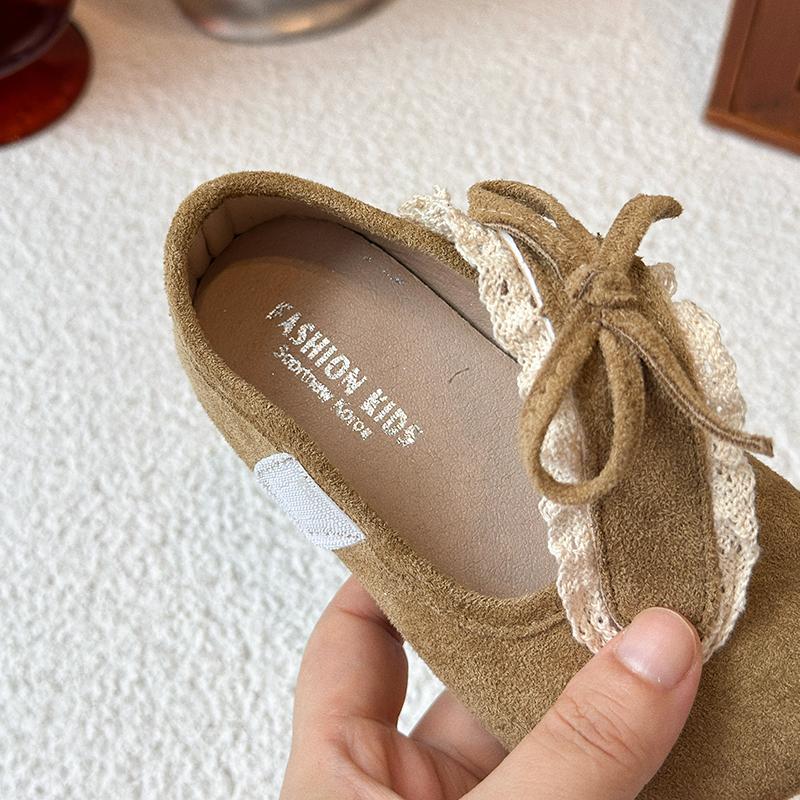 Girls Shoes Khaki Lace Lace Bow Girls Princess Shoes Four Seasons Lightweight Children's Shoes