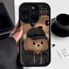Cute brown bear is suitable for iphone17pro mobile phone case Apple 15/14 Europe and America 13promax new 16.