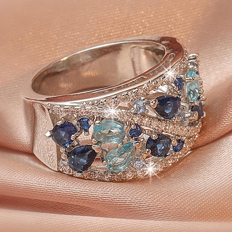 Bohemian Women's Couple's Fashionable and Elegant Glass Zircon Gift Ring
