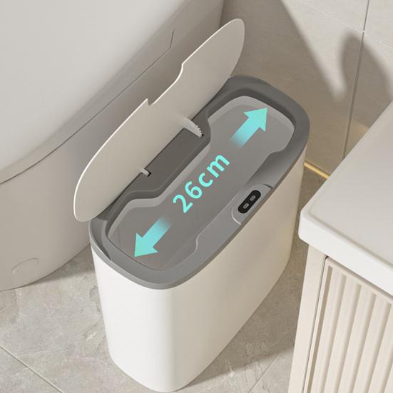 Space Saving Cabinet Trash Bin Motion Sensor Can, Wall Mounted Narrow Gap Garbage with Touchless Kitchen Container Automatic Open Lid, Hands Free for