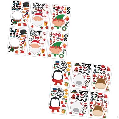 12x Christmas Stickers Make A Face Decoration Wall Party Game