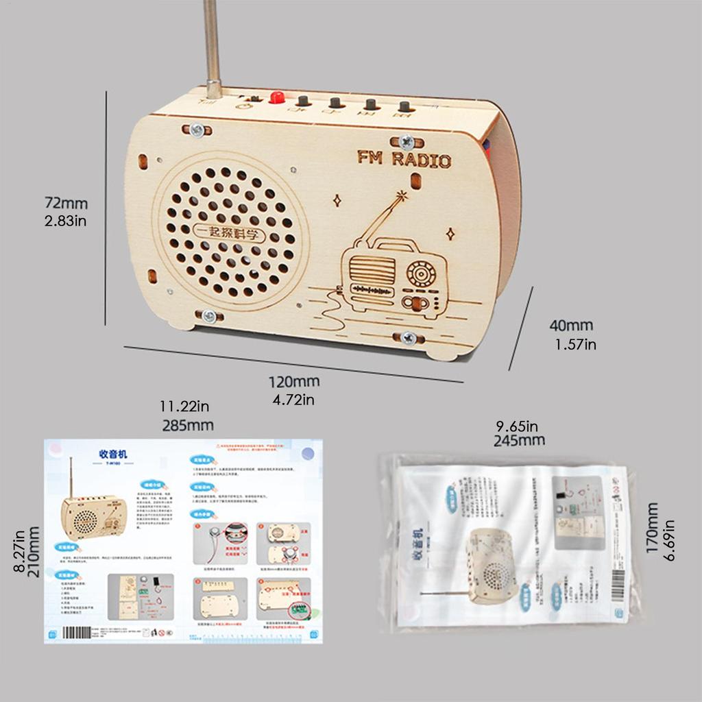 Build a Radio Kit Wood Radio Electronic Learning Set Interactive Building Toys Scientific Training Experimental Kits For Kids