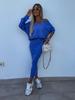 Women's 2-Piece Outfit V-Neck Long Sleeve Sweatshirt with Slim Fit Camisole Dress Solid Color Summer Spring Set