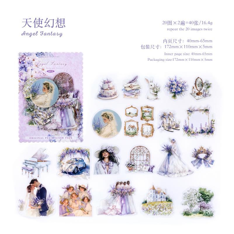 40pcs/bag PET Sticker Fresh Romantic Couple Dating Everyday Characters Pattern Hand Tent Collage Sticker Creative DIY Decoration