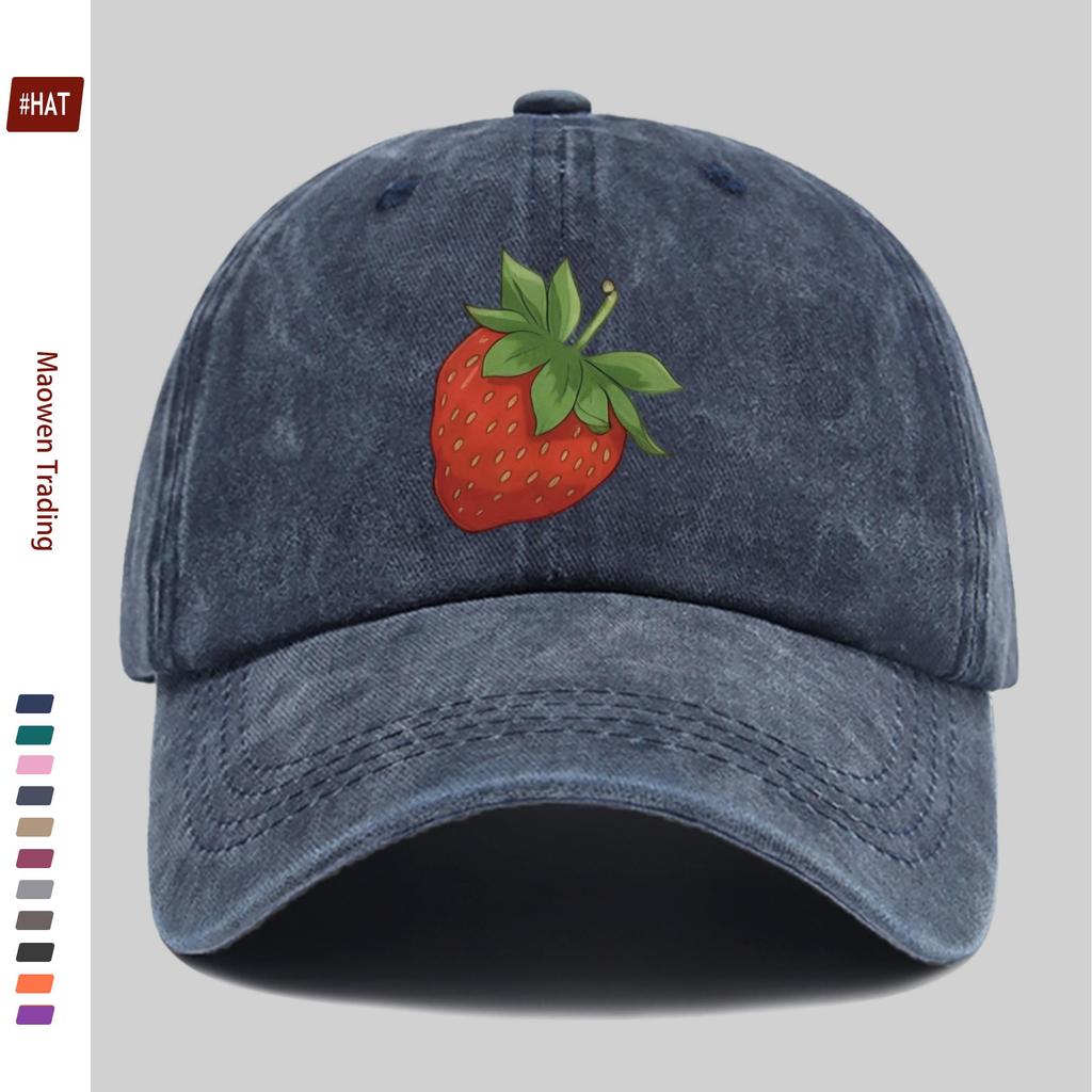 pc Fresh Strawberry Print Baseball Cap Home Leisure Design Decor Hat Comfortable Lightweight Sun Hat with Adjustable Strap F