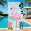 Rosa Flamingo Tropische Blätter Bedrucktes Strandtuch Weich Schnelltrocknend Leichtes Handtuch für Urlaub Schwimmen Fitnessstudio Außenbereich