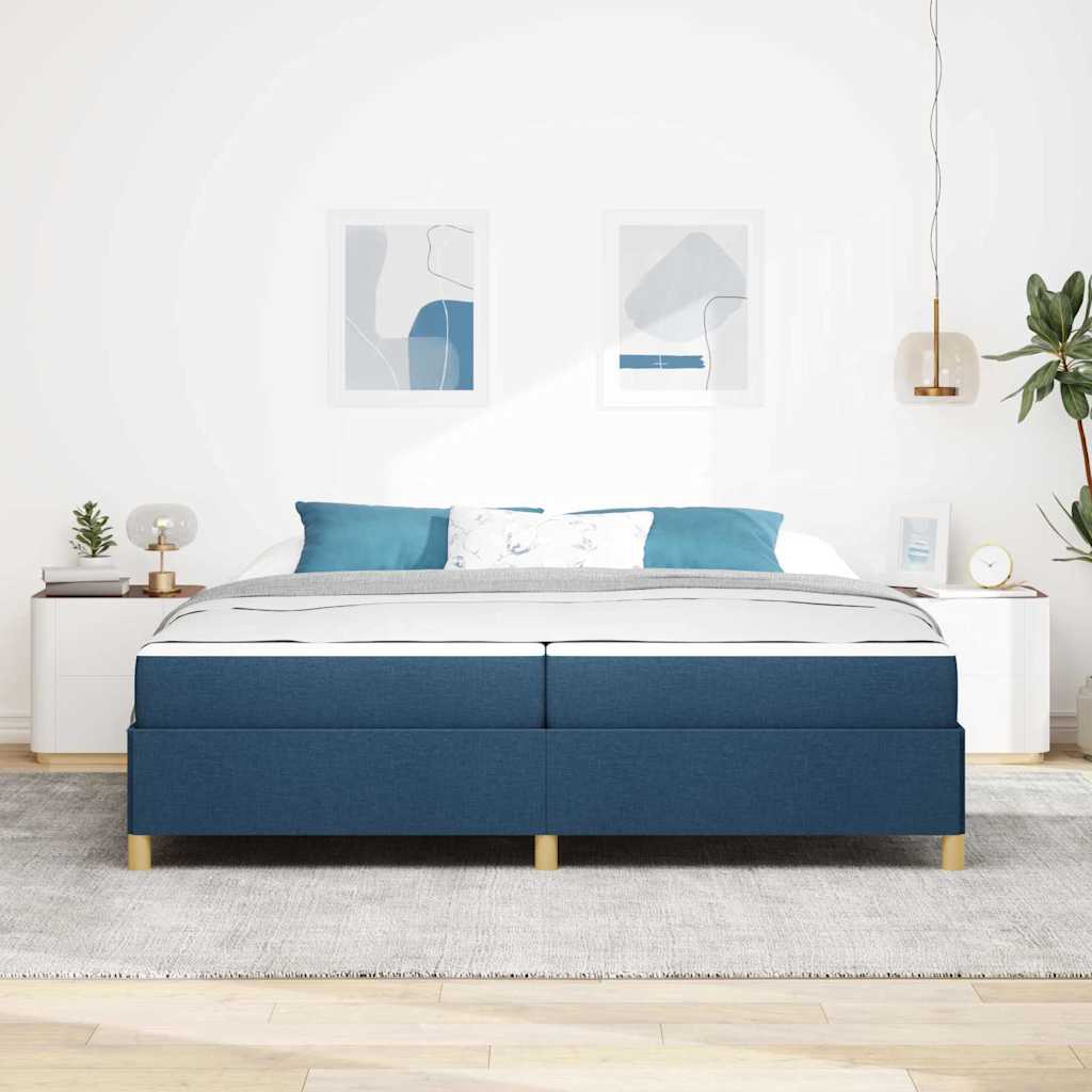 Bed Frame with Mattress Blue 200 x 200 cm Fabric