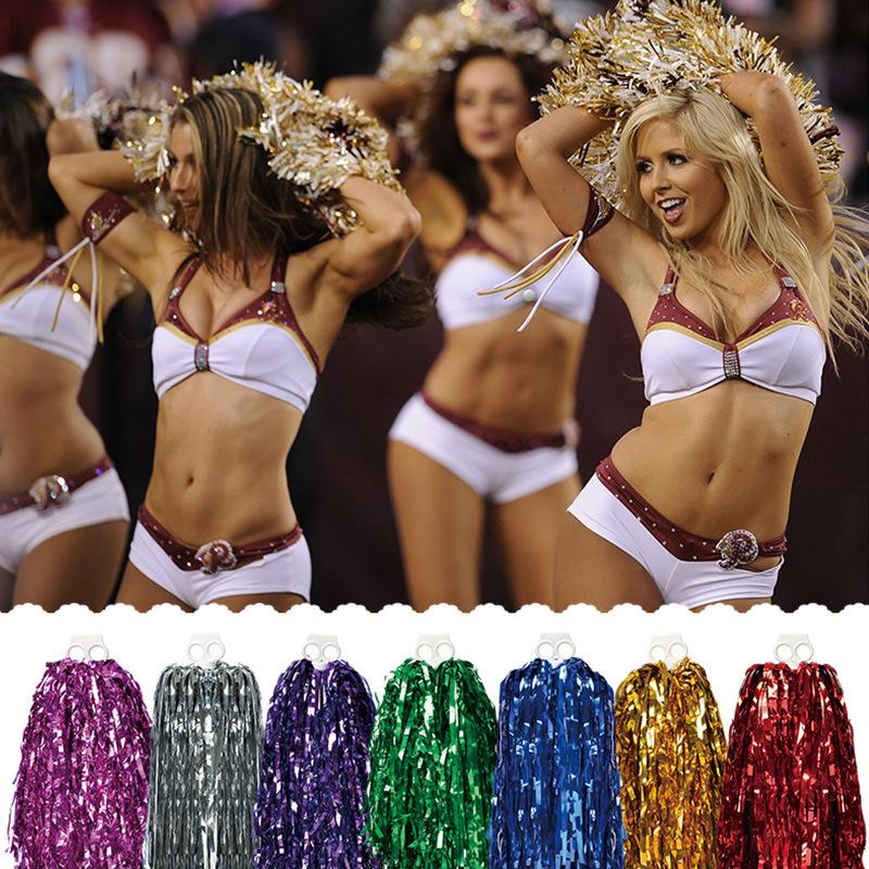 Cheerleading Pom Poms Metallic Pompoms Sports Pom Poms Lightweight Hand Flowers For Party Decorations Cheerleading School