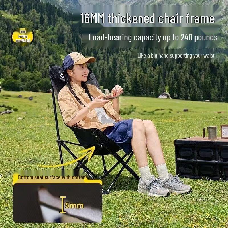 Outdoor Folding Moon High-Back Camping Chair