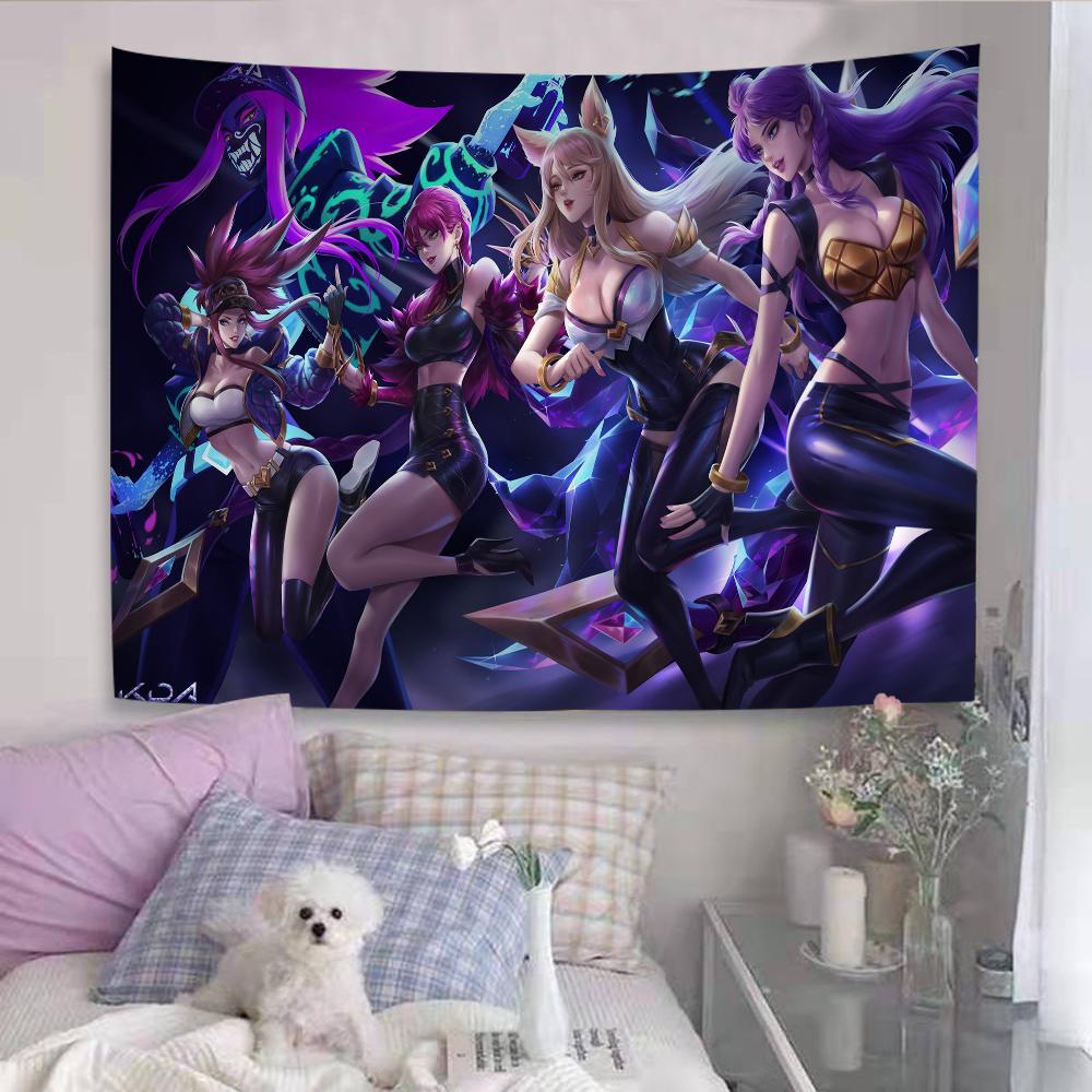 KDA Ahri Akali Kaisa Seraphine Hanging Bohemian Tapestry Cheap Hippie Bohemian Wall Tapestries Mandala Wall Hanging