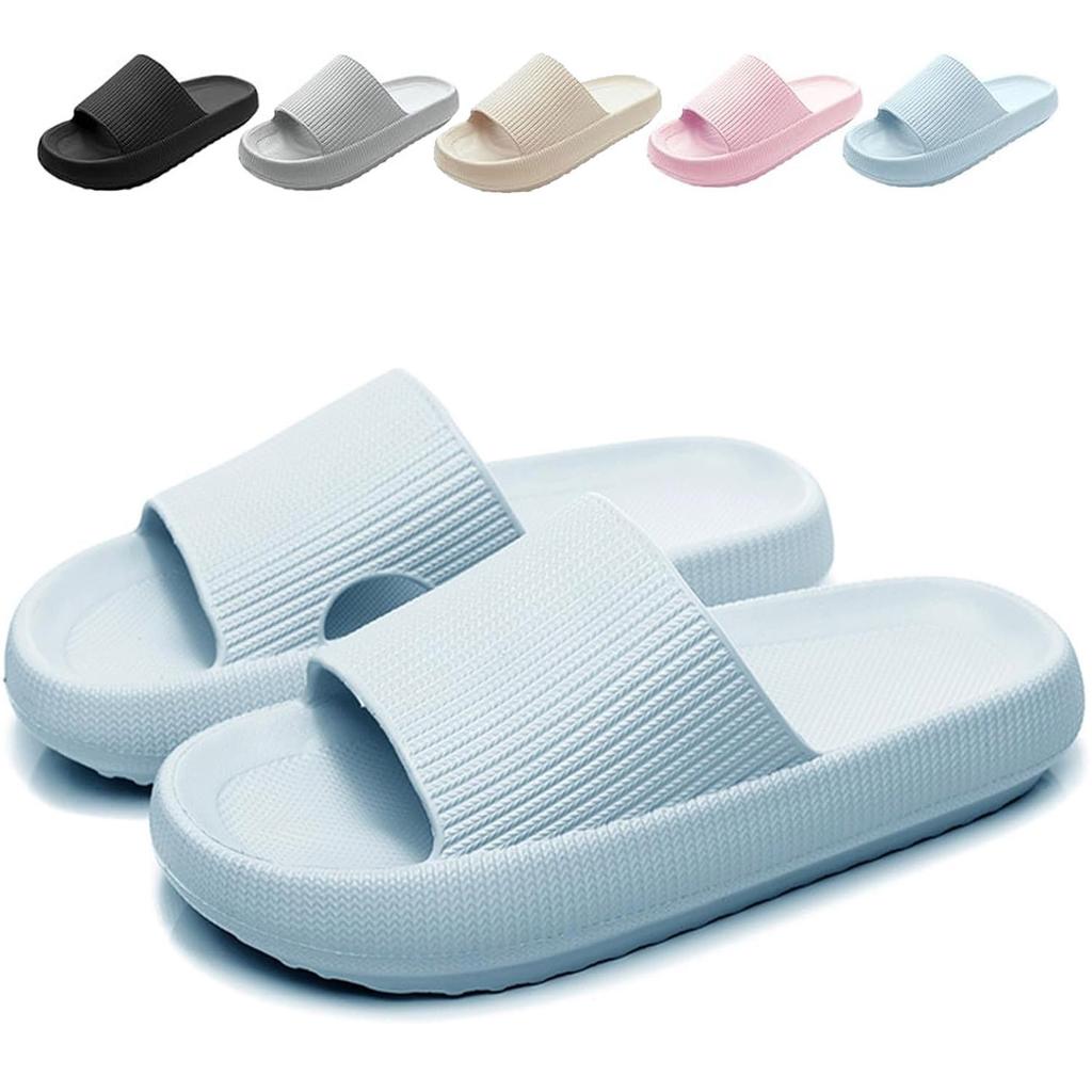 Cloud Sliders Women Men Cushiony Slippers with Thick Outsole, Anti-Slip Waterproof Pillow Sliders for Bathroom, Pool and Outdoor