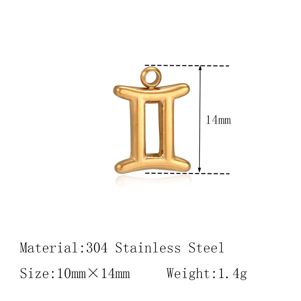 3Pcs Zodiac Charms 18K Gold-Plated Stainless Steel Twelve Constellation Pendants DIY Jewelry Making