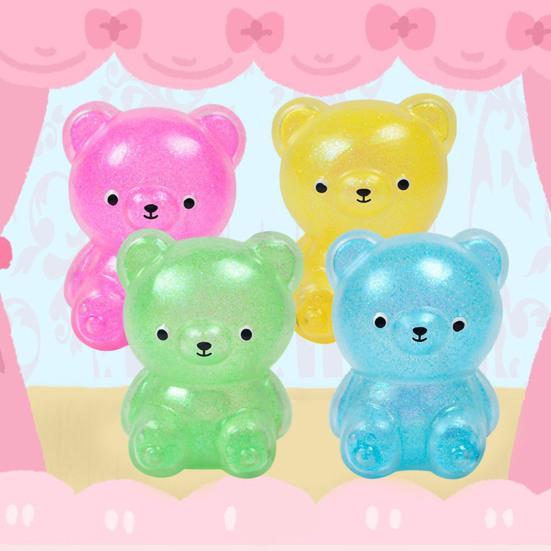Glitter Bear Squeeze Toy Stress Relief Foam Bead Filled Bear Sensory Toy Anxiety