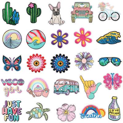 Cactus Car Embroidery Cloth Sticker Jacket Decoration Wave Patch Sticker Butterfly Computer Embroidery Label Flower Stamp Ironing