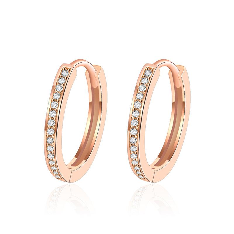 Plated Rose Gold Hoop Earrings Created Crystals Woman Girl Accessory Gift Jewel