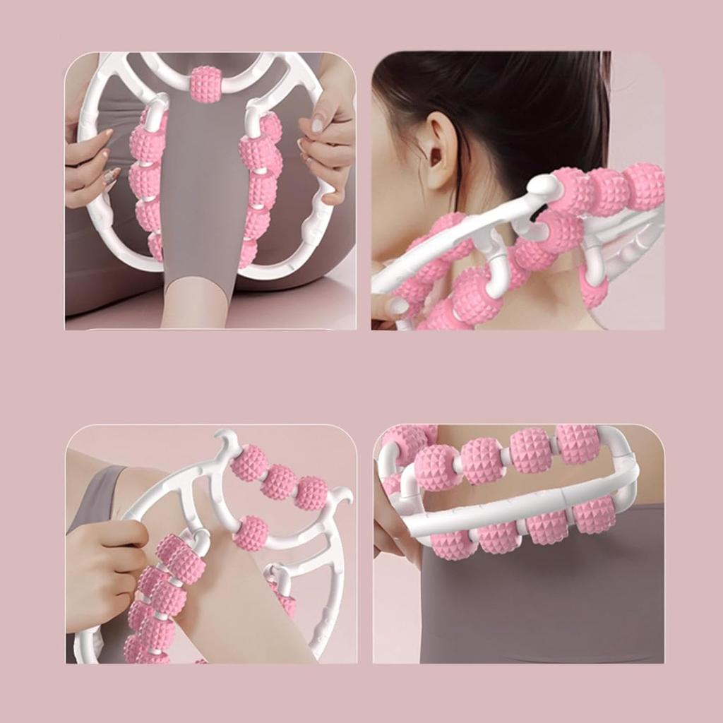 Dickly Massagerolle Relax Roller 20 Wheels, Massage Roller Muscle Relaxer Roller, Arm Leg Massage Circular Leg Clamps for Elbow, Thigh, Wade, Buttocks