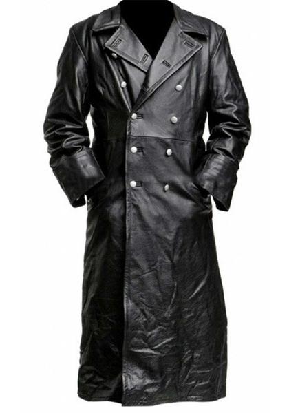 New popular autumn and winter retro leather men's medieval coat