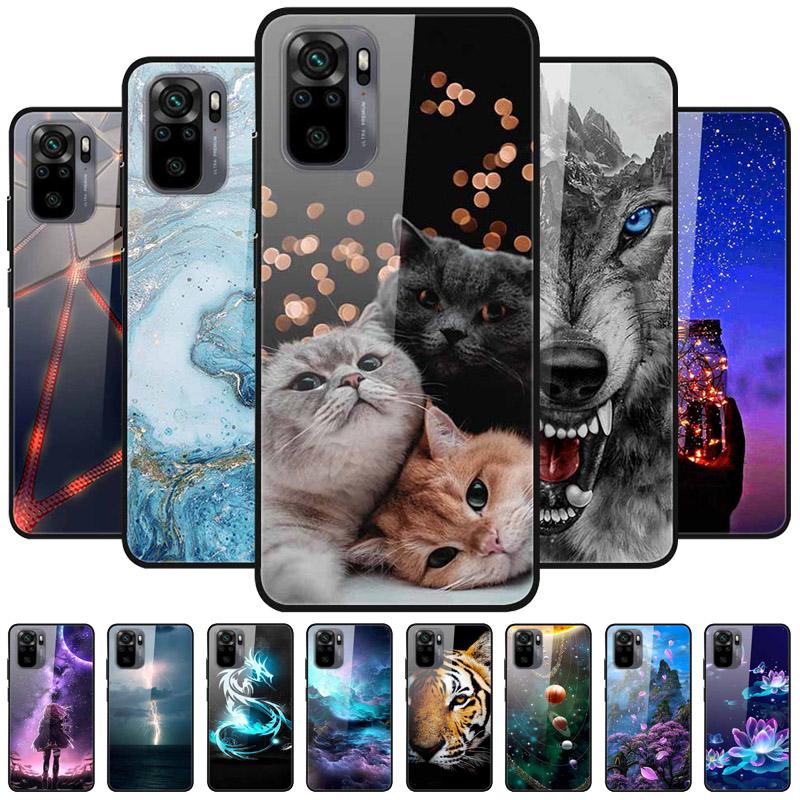 Tempered Glass Phone Cases for Xiaomi Redmi Note 10 11 Pro 10T 10s 11s Note11 11Pro Cover Hard PC Back Coque Note10 10 s 10Pro