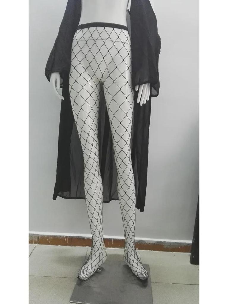 2024 Early Spring European & American Internet Celebrity Casual Ripped Denim Pants with Fishnet Stockings for Women.