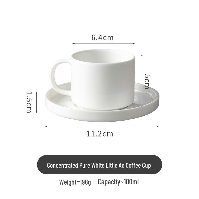 Pure White Bone China Espresso Cup & Saucer with Gold Rim, 80ml