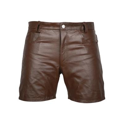 100% Leather Lambskin Brown Shorts Unique Men Biker Genuine Stylish Boxer Gym