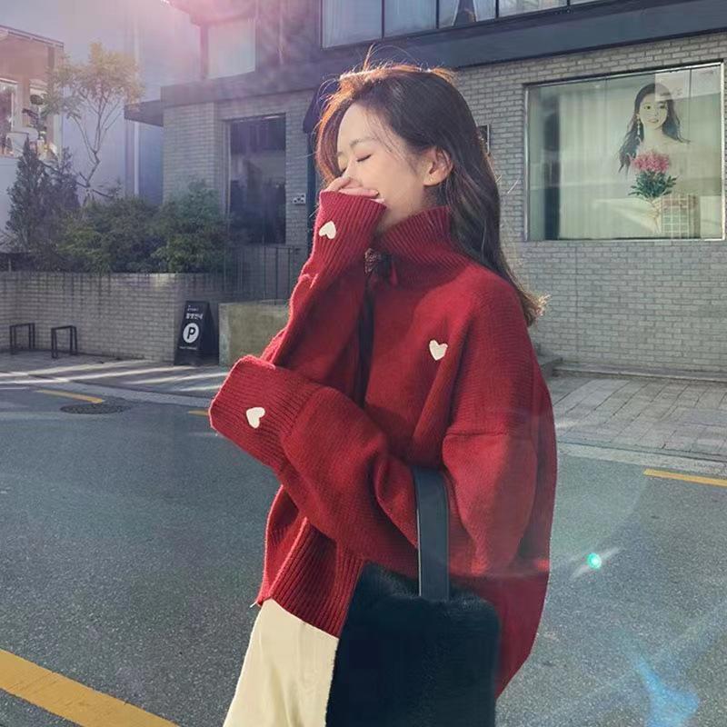 Women's High Collar Loose Sweater - 2024 Autumn/Winter Korean Style Pullover