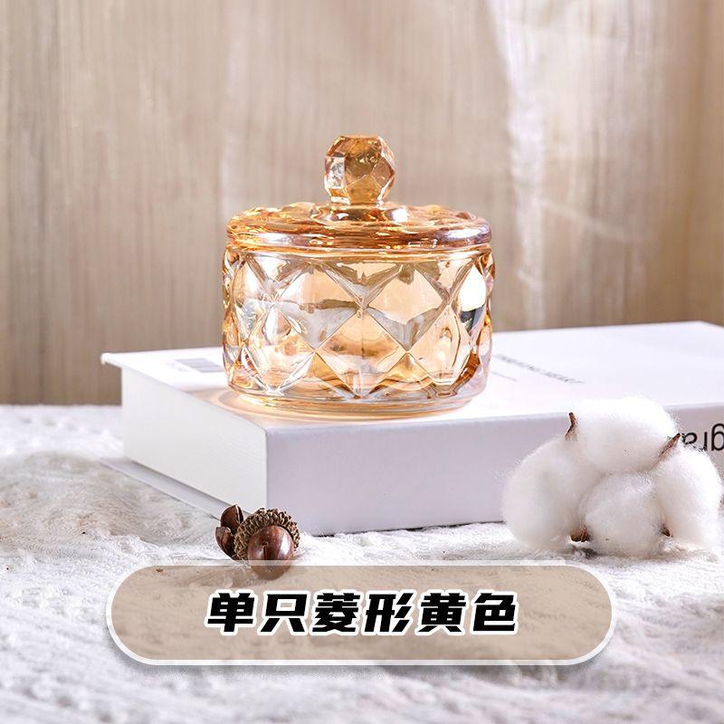 European Creative Luxury Crystal Glass Candy Jar with Lid Dried Fruit Jar Jewelry Storage Box Home Decoration Storage Jar