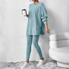 Autumn and Winter Women's Loose Hooded Long Sleeved Casual Pants with Threaded Groove Strip Set