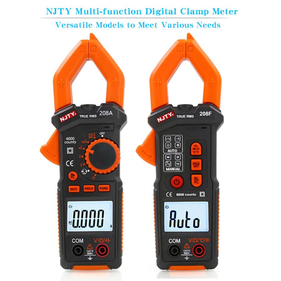 NJTY 208A Smart Clamp Meter High-Precision Electrician Multimeter Household Multimeter Ammeter
