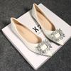 Fashion Large Size Flat Shoes for Women Spring Autumn New Fashion Rhinestone Shallow Mouth Boat Shoes Comfortable Pointed Luxury Shoes