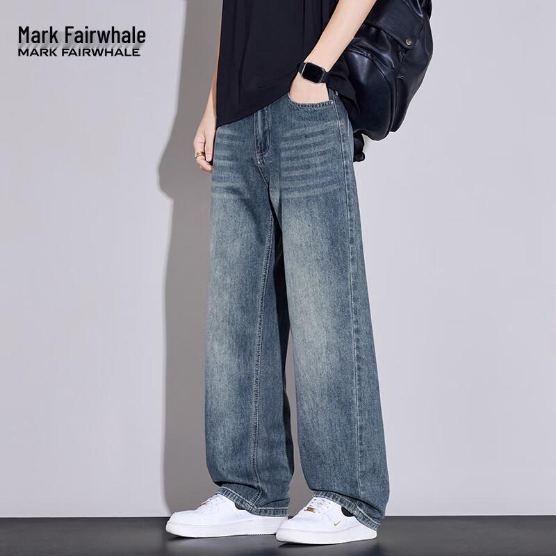 MARK FAIRWHALE Men's Versatile Loose Fit Denim Jeans