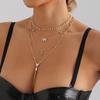 Multi-layer retro diamond-encrusted butterfly fringed pendant necklace fashionable sexy collarbone chain
