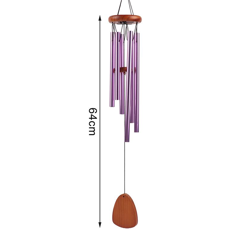 1 buc Clopoței de vânt din țevi de aluminiu cu 6 tuburi, clasici, cu cârlig și etichetă de agățat din lemn, Decorațiune pentru balcon, hol, Cadou de ziua de naștere