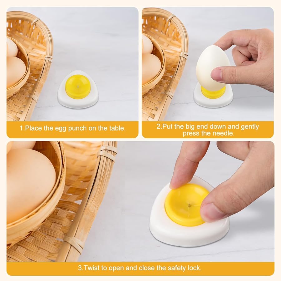 Egg Hole Puncher Opener Needle Egg Maker Plastic Base Manual Boiled Egg Punching Machine Puncher Seperater Cracker Piercing Tool
