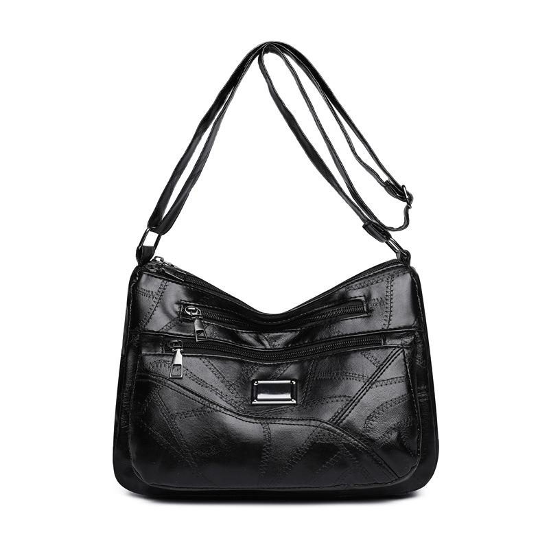 

Мягкая кожа Женская универсальная сумка на одно плечо Сумка кроссбоди большой вместимости для людей среднего и пожилого возраста Сумка для мамы чёрный